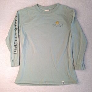 Simply Southern Kids Sage Green Long Sleeve Logo Graphic T-Shirt Cotton Tee‎